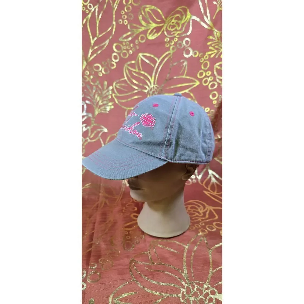 Harley Davidson pink and gray strapback baseball cap